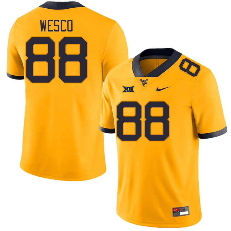 West Virginia Mountaineers #88 Trevon Wesco College Football Jerseys Stitched Sale-Gold